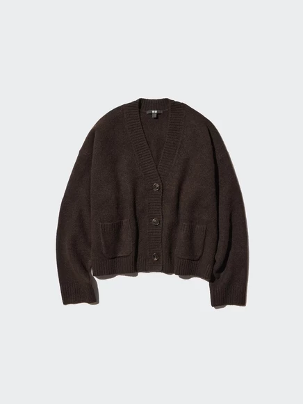 Женский кардиган Uniqlo Souffle Yarn, темно-коричневый