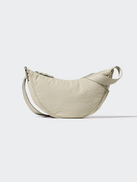 Унисекс сумка Uniqlo круглая мини на плечо, бежевая
