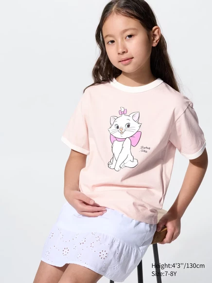 Детская футболка Uniqlo MAGIC FOR ALL ICONS с принтом, розовая