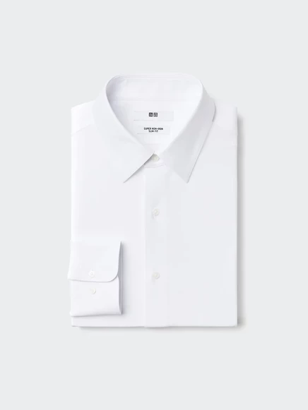 Мужская рубашка Uniqlo Non-Iron джерси приталенная, белая