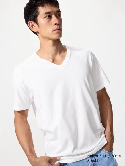 Мужская футболка Uniqlo SUPIMA® V-образный вырез, белая