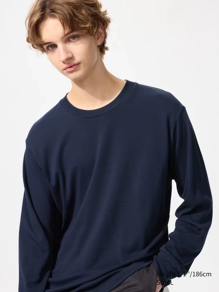 Мужской лонгслив Uniqlo Soft Brushed, темно-синий