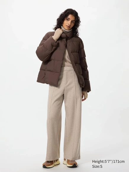 Женские широкие брюки Uniqlo Brushed Jersey, бежевые