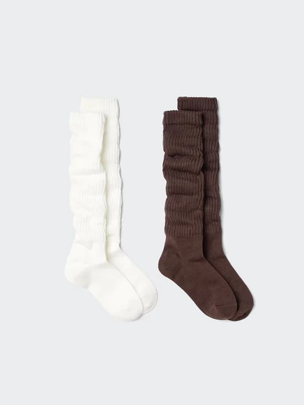 Женские носки Uniqlo до голени, 2 пары, молочные