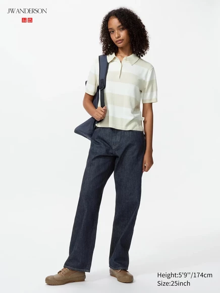 Женские джинсы Uniqlo Straight, темно-синие