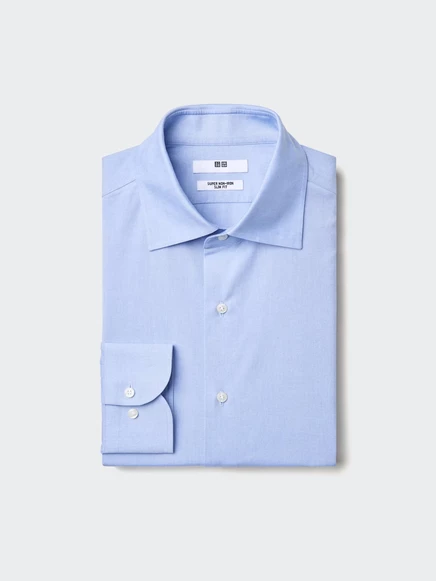 Мужская рубашка Uniqlo Super Non-Iron Slim, голубая