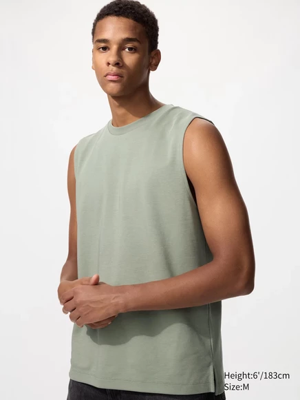 Мужская майка Uniqlo AIRism из хлопка, зеленая
