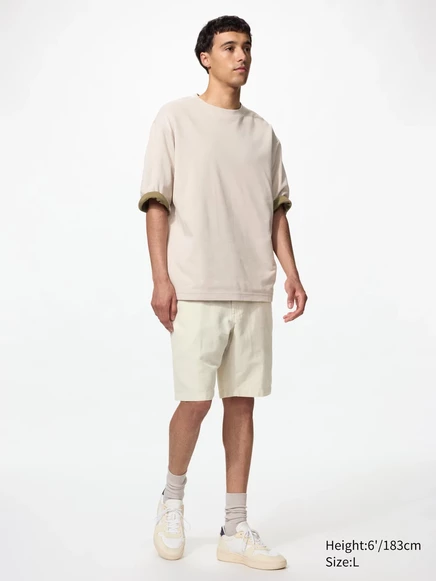 Мужские шорты Uniqlo из льняной смеси 9.5″, натуральные