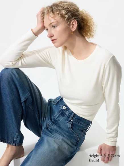 Женская футболка Uniqlo HEATTECH Ultra Warm, слоновая кость