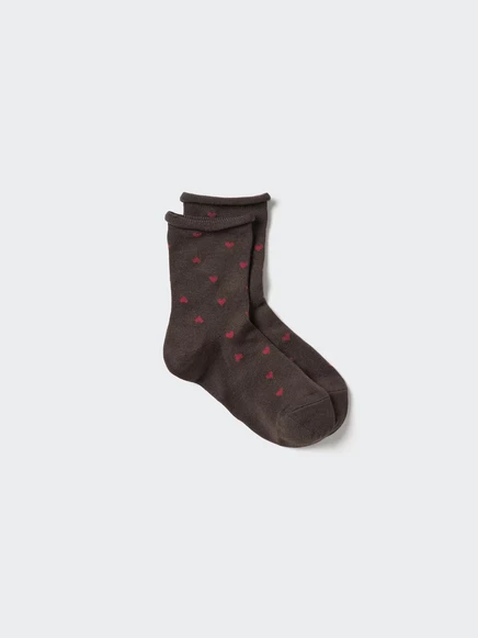 Женские носки Uniqlo HEATTECH с сердцем, коричневые