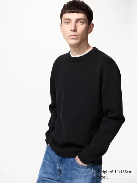 Унисекс свитер Uniqlo Milano rib для машинной стирки, черный