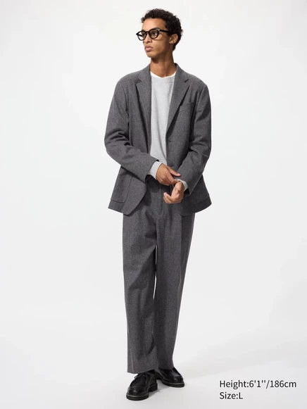 Мужские широкие брюки Uniqlo со складками в ёлочку, серые