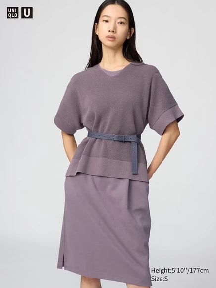 Женский свитер Uniqlo V‑образный, короткий, фиолетовый