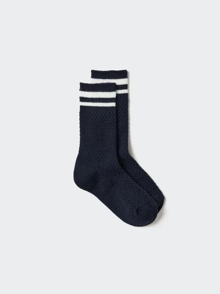 Женские носки Uniqlo HEATTECH с фактурной полоской, темно-синие