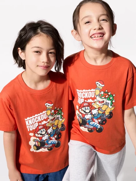 Подростковая футболка Uniqlo Mario Kart World, оранжевая