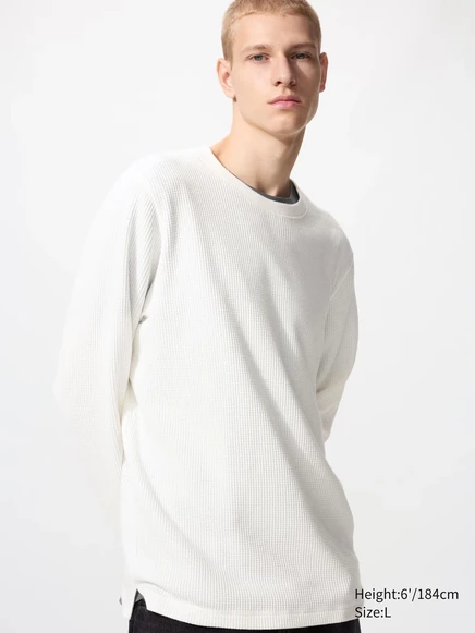 Унисекс футболка Uniqlo Waffle, слоновая кость