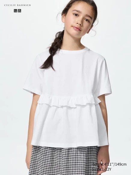 Детская футболка Uniqlo Frill, белая
