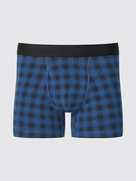 Мужские трусы-боксеры Uniqlo Cotton Ombre Checked, синие