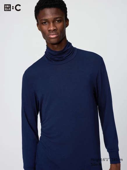 Мужская водолазка Uniqlo HEATTECH Extra Warm, тёмно-синяя