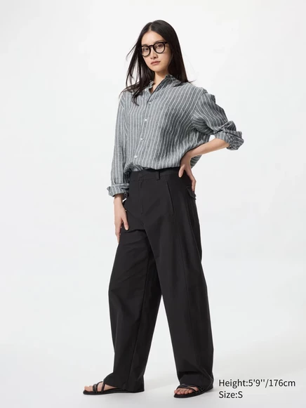 Женские брюки Uniqlo Jersey Barrel Tall, черные