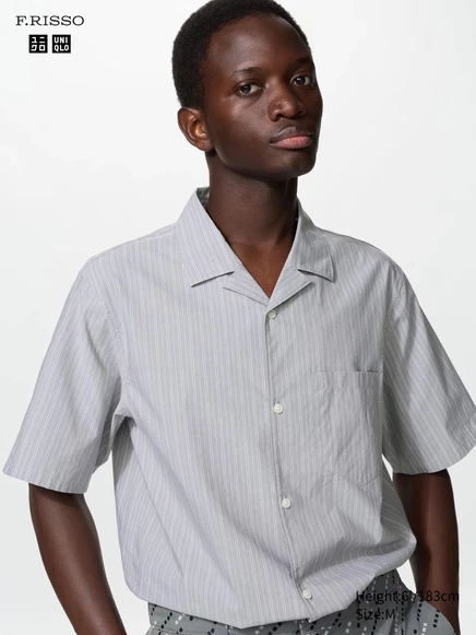 Унисекс рубашка Uniqlo Broadcloth короткий рукав, серая