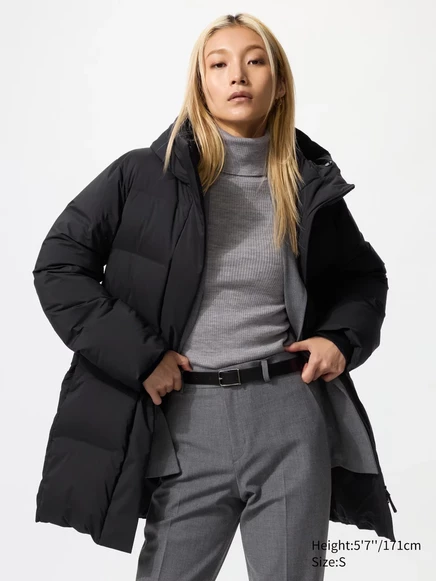 Женский короткий пуховик Uniqlo бесшовный, черный