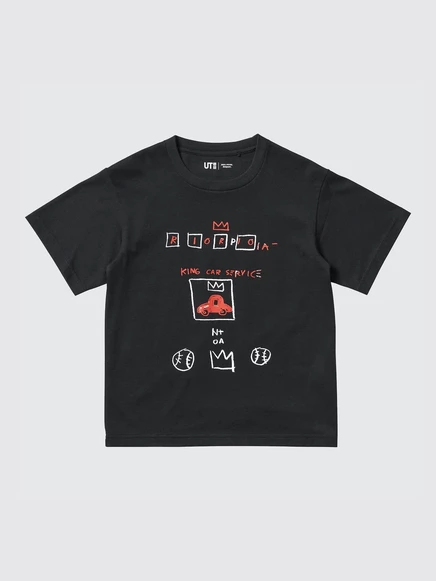 Детская футболка Uniqlo UT NY Pop Art с принтом Jean‑Michel Basquiat, черная