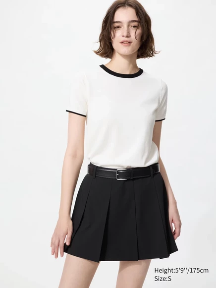 Женская плиссированная юбка-шорты Uniqlo, черная