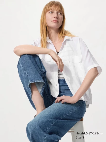 Женская укороченная рубашка Uniqlo Skipper, белая
