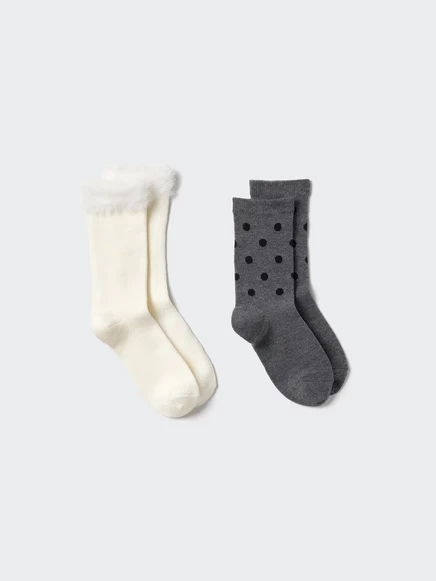 Детские носки Uniqlo HEATTECH, пушистые, 2 пары, слоновая кость