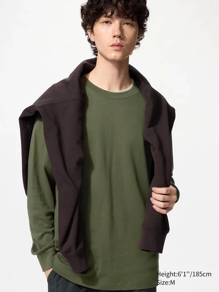 Мужской лонгслив Uniqlo Soft Brushed, оливковый