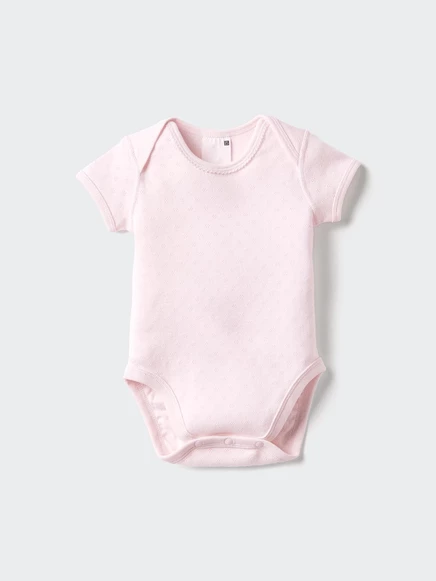 Боди для малыша Uniqlo Pointelle короткий рукав, розовое