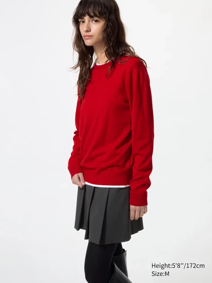Женский мериносовый свитер Uniqlo, красный