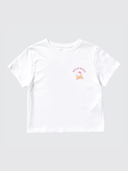 Женская укороченная футболка Uniqlo UT Sanrio, белая