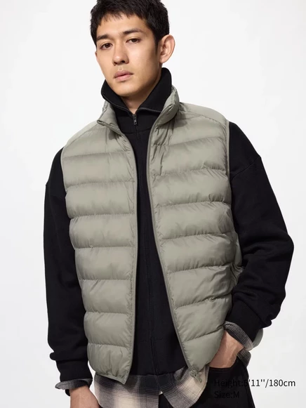 Мужской утепленный жилет Uniqlo PUFFTECH, бежевый
