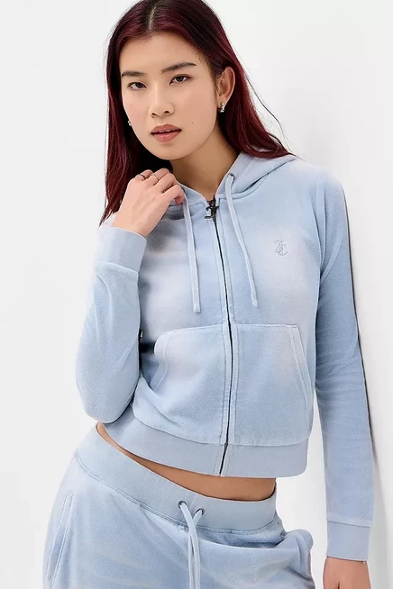 Женская толстовка Juicy Couture Washed Blue Velour, синяя