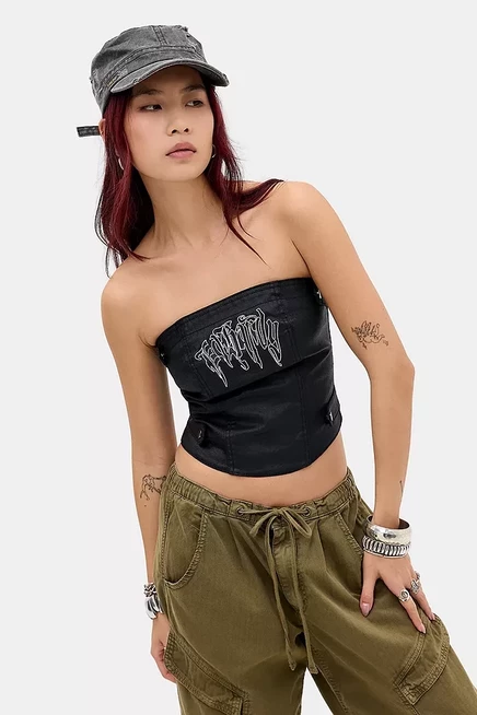 Топ без бретелек с логотипом Ed Hardy Drip черный