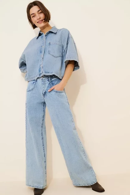 Женские джинсы Just Black Denim широкие, синие