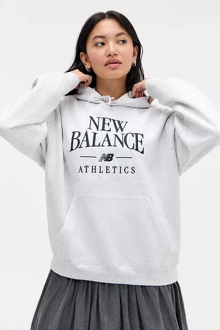 Толстовка с вышивкой New Balance Linear Heritage серого цвета