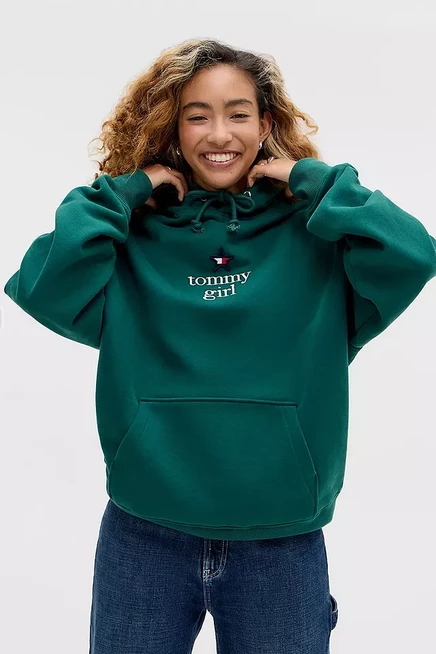 Женское худи Tommy Girl Star Graphic, зеленое