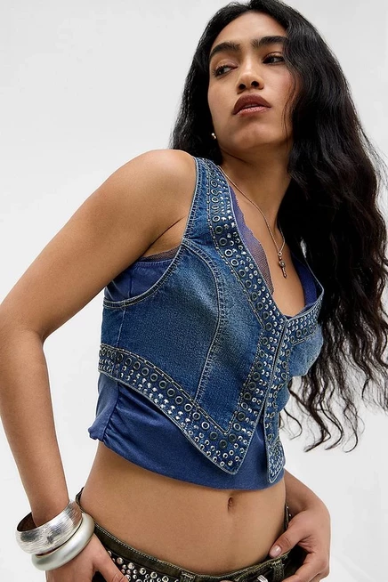 Женский джинсовый топ Urban Outfitters UO Fame, индиго