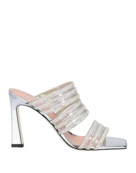 Женские сандалии Pollini с кристаллами, серебристые