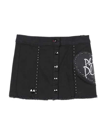 Женская джинсовая юбка Philipp Plein с бахромой, черная