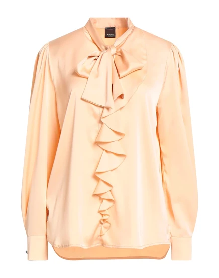 Женская блузка PINKO с бантом и рюшами, абрикосовая