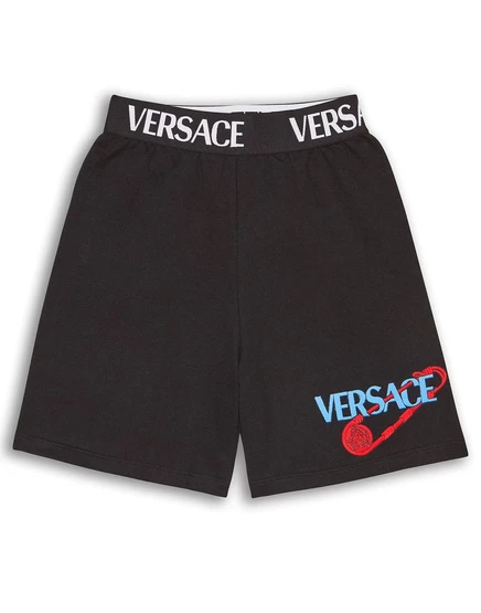 Детские шорты Versace Young Junior с логотипом, черные