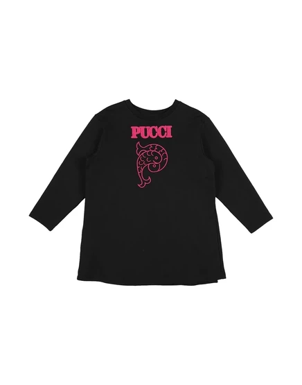 Платье для девочек Pucci Junior с длинными рукавами, черное