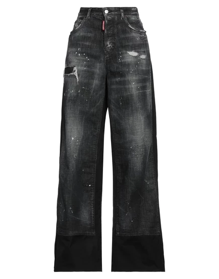 Женские джинсы DSquared2 широкие с высокой талией, чёрные