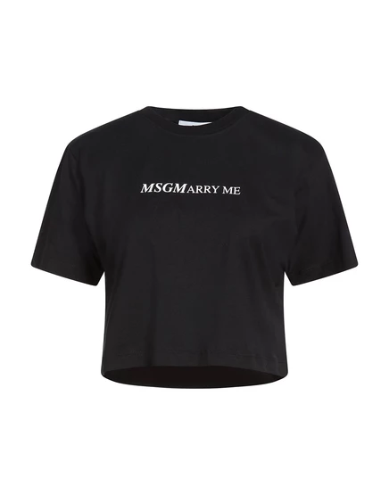 Женская укороченная футболка MSGM, черная
