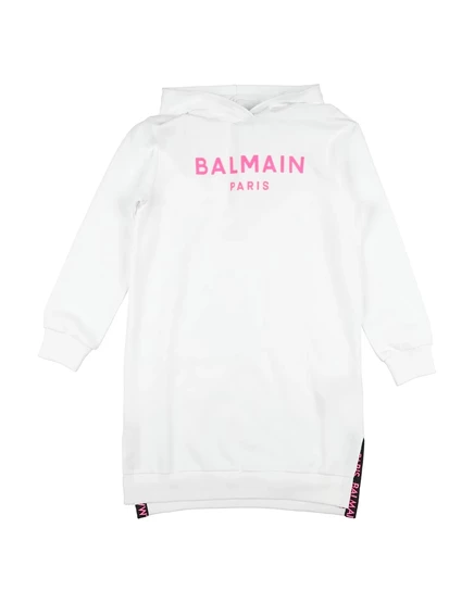 Детское платье Balmain с капюшоном, белое