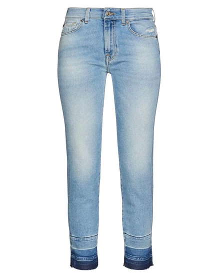 Женские джинсы 7 For All Mankind скинни рваные, синие